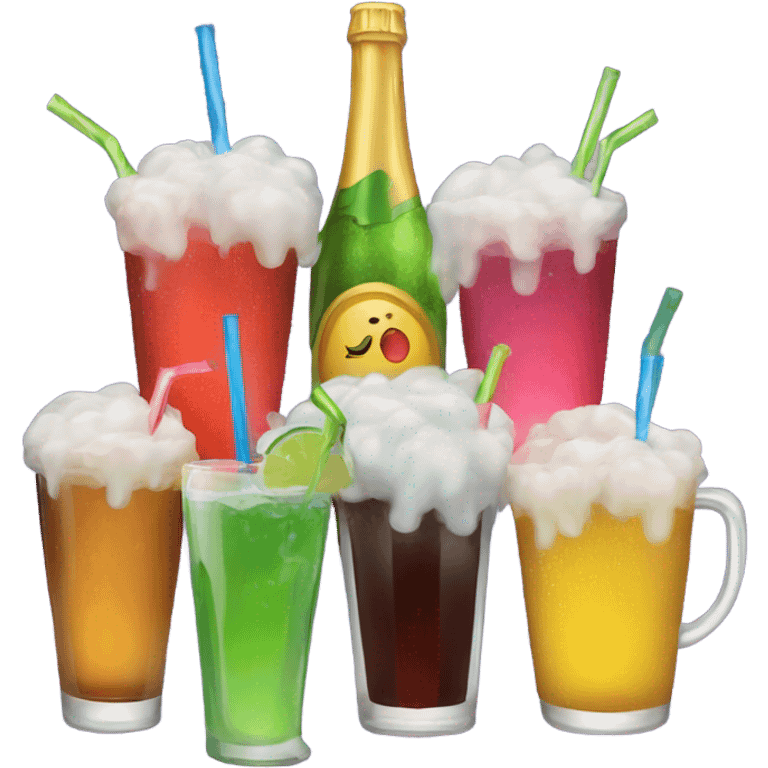 Bundle of drinks with celebration  emoji