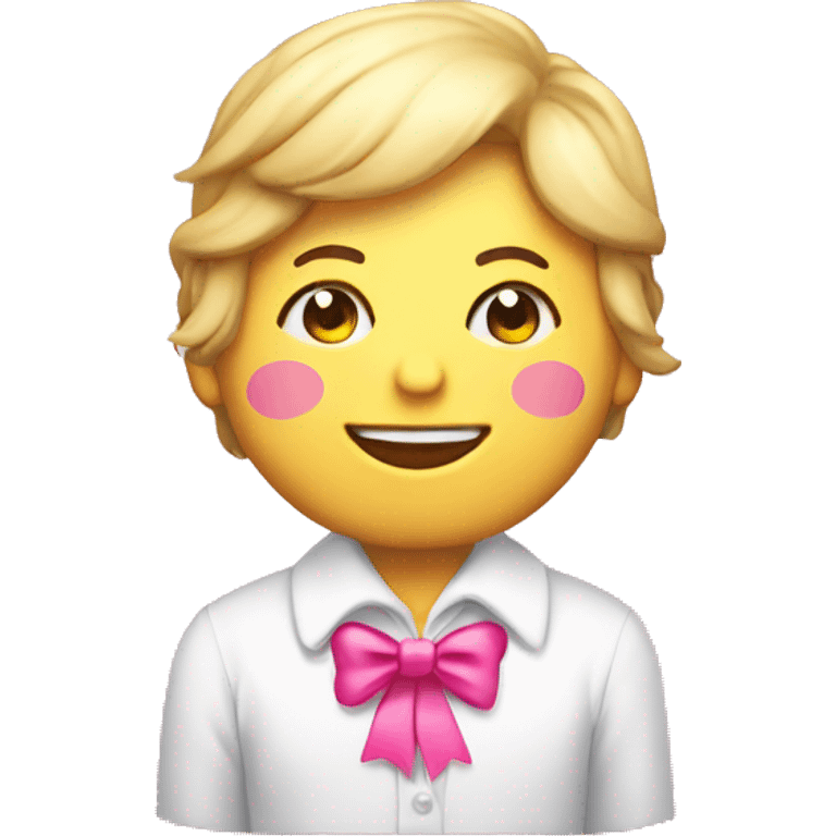 Smiling emoji with pink bow saying thank you emoji