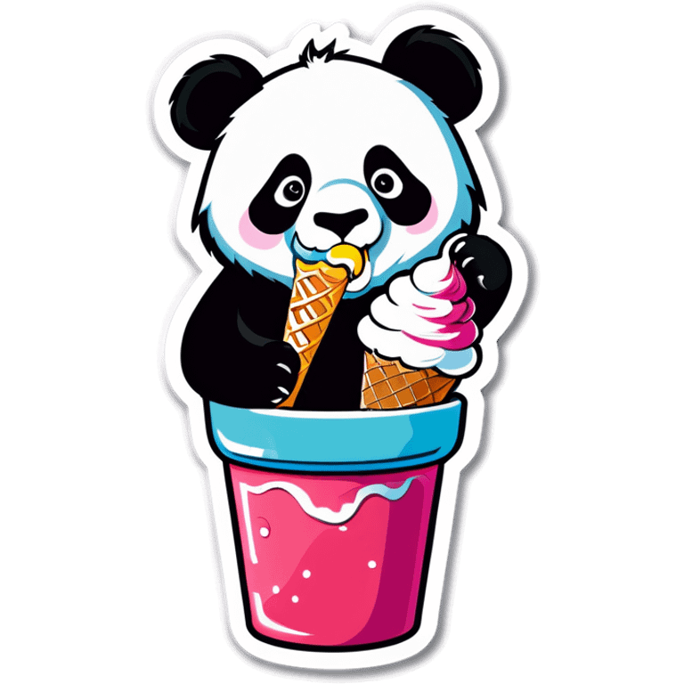 Panda eating ice cream emoji