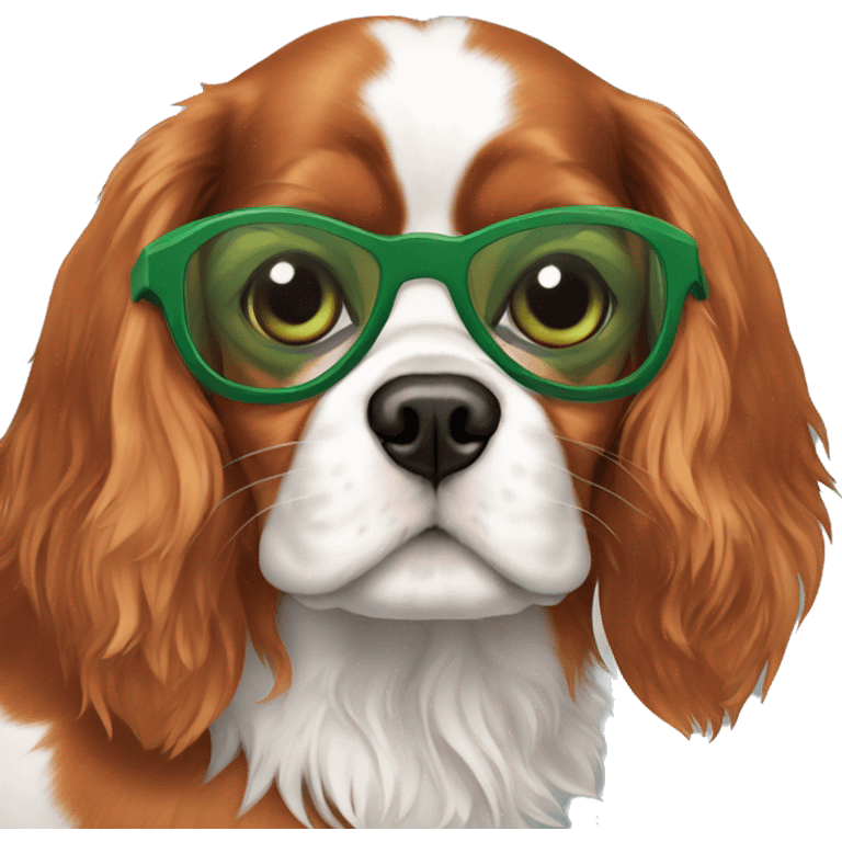 Cavalier King Charles With green glasses emoji