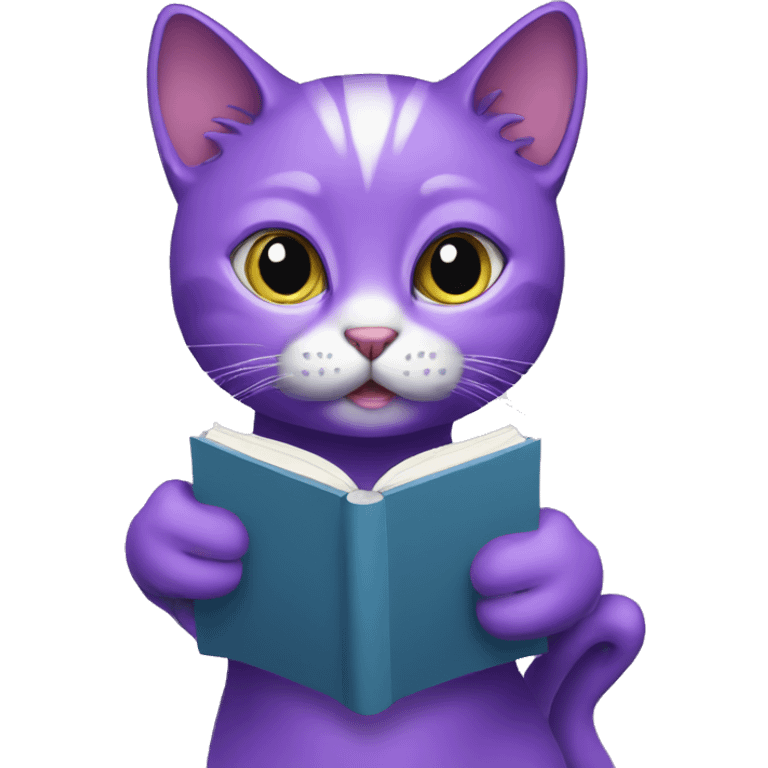 Purple humanised Cat with a notebook emoji