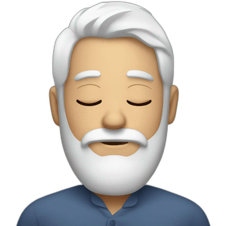 Man with gray hair and white beard sleeps and dreams emoji