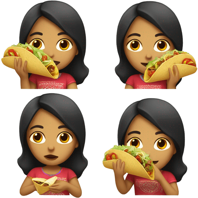 Mexican girl eating tacos emoji