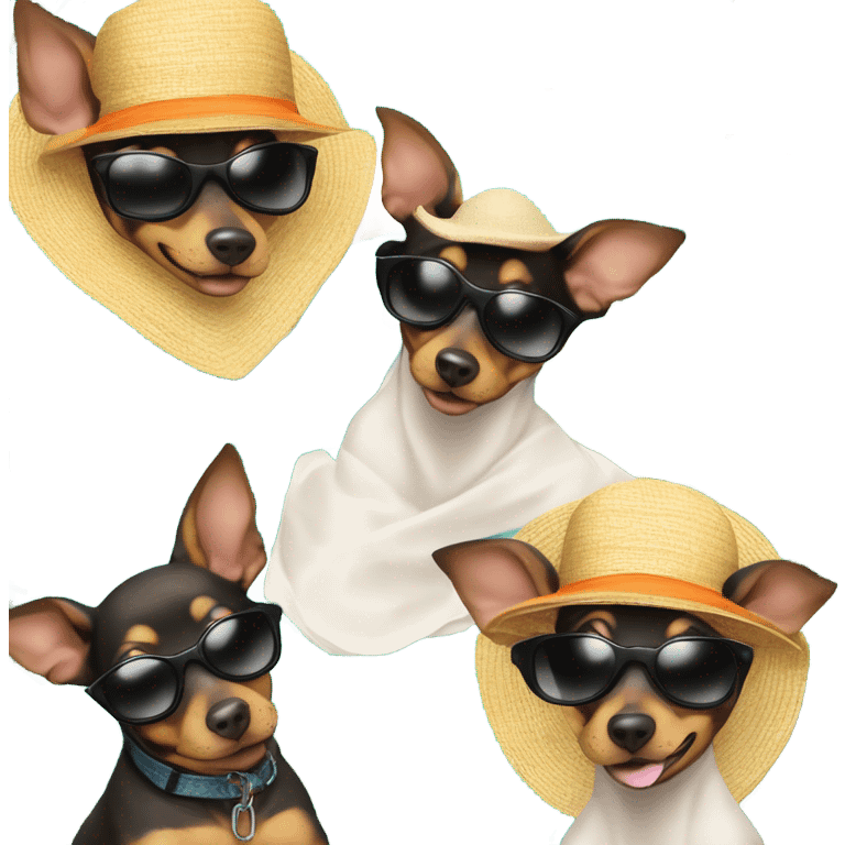 minpin dog on tropical vacation emoji