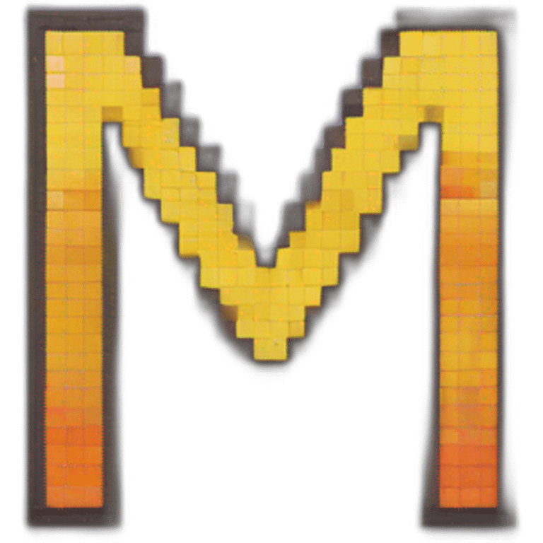 A letter M with pixel art emoji