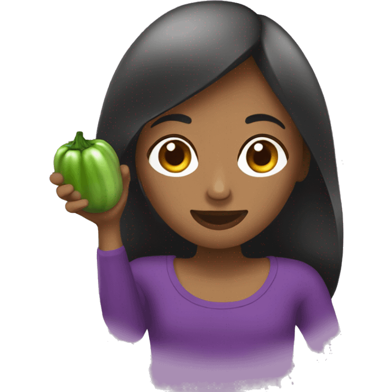 Fille qui mange une aubergine emoji