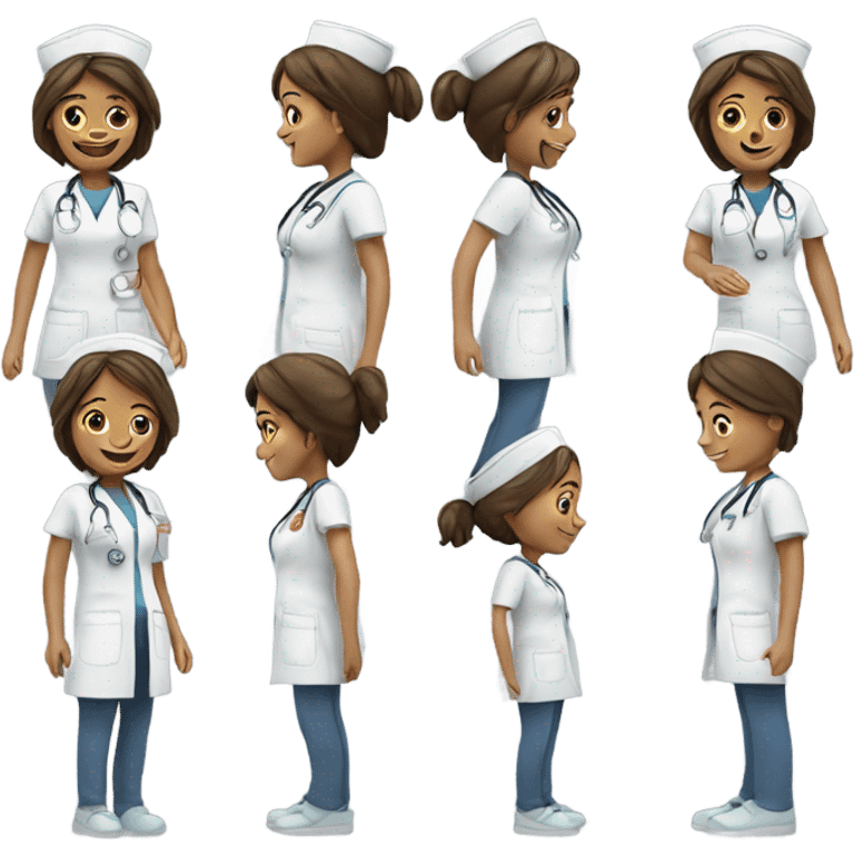 nurse with patient, 3 pictures different pose emoji