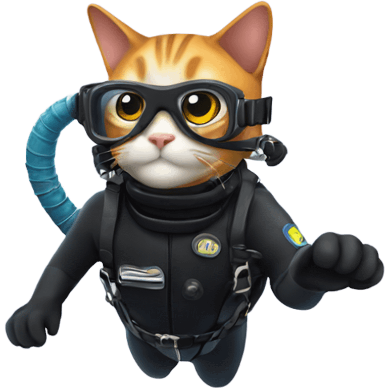 Cat scuba diving  emoji