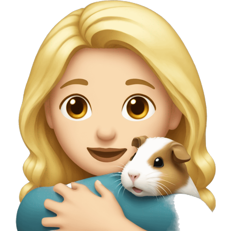 Blonde Woman hugging a guineapig emoji