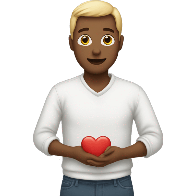 Normal person in heart shape in hand emoji