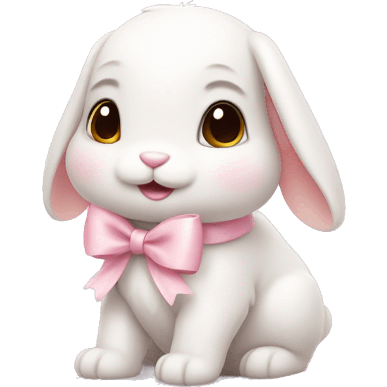 Adorable bunny with light pink bow emoji