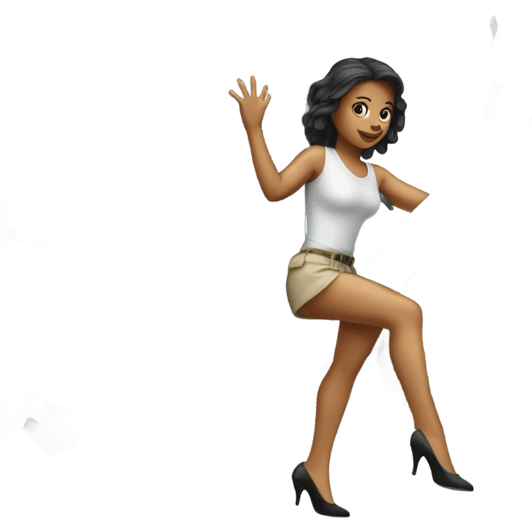 Girl climbing tree with high heels on emoji