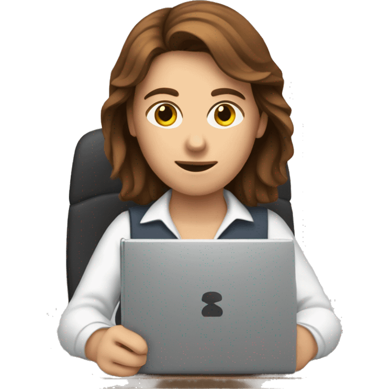 Brown-haired person working on a computer and holding a pencil  emoji