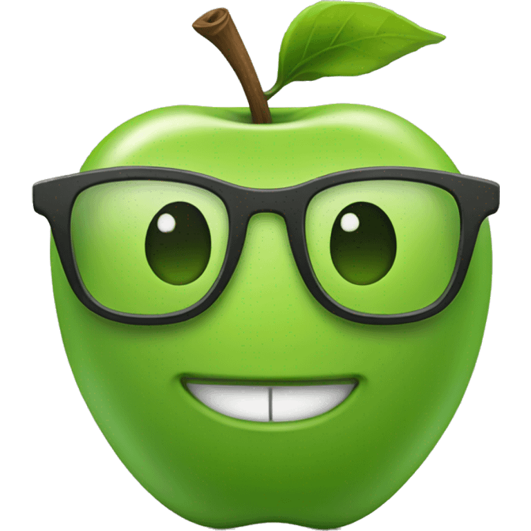 green apple nerd glasses smiling emoji