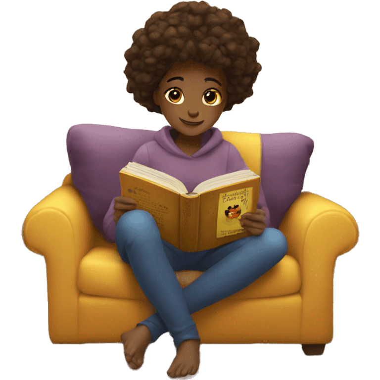 girl reading book cozy emoji