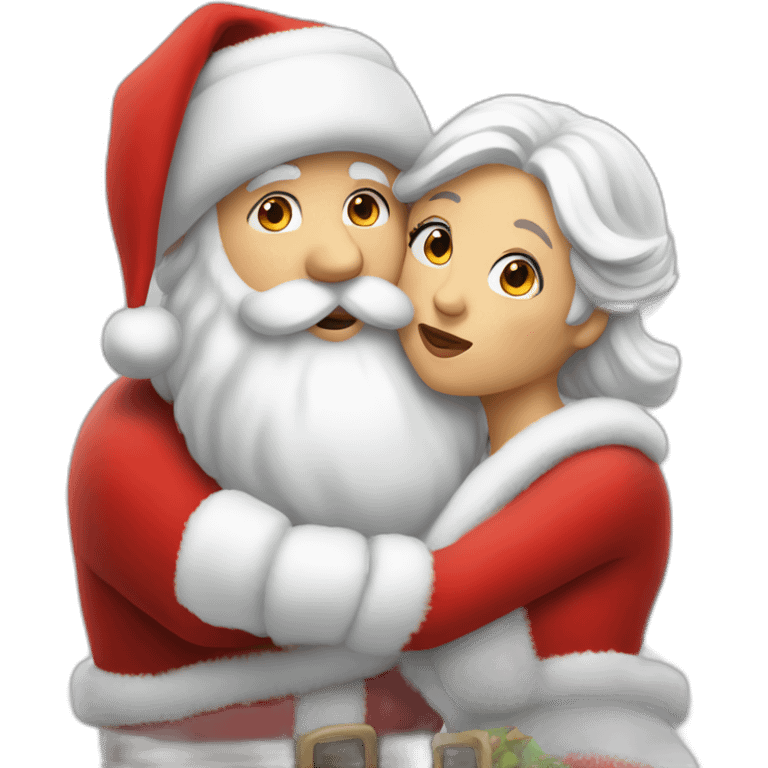 full body santa and mrs. claus kiss emoji