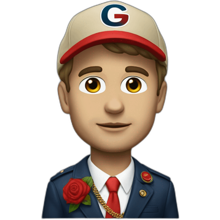 Emanuel macron avec une casquette gucci emoji