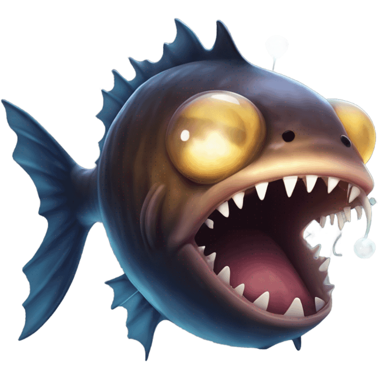 Anglerfish with glowing lure, sharp teeth, and big eyes. emoji