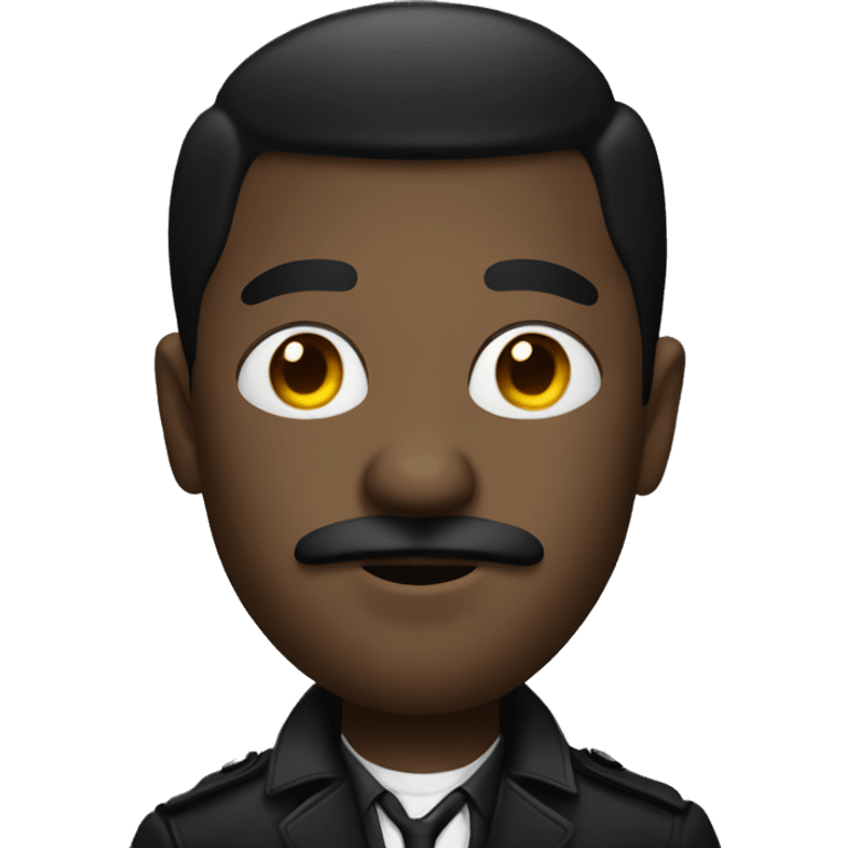 black man with a mustache and nose ring dressed in black as a detective emoji