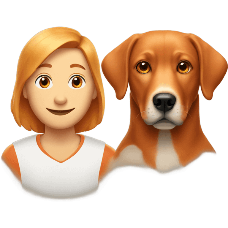  man and fox red labrador together emoji