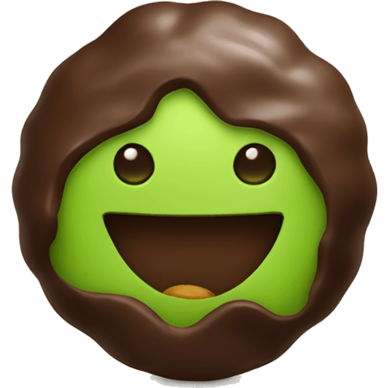 chocolate with green pistachio filling inside emoji