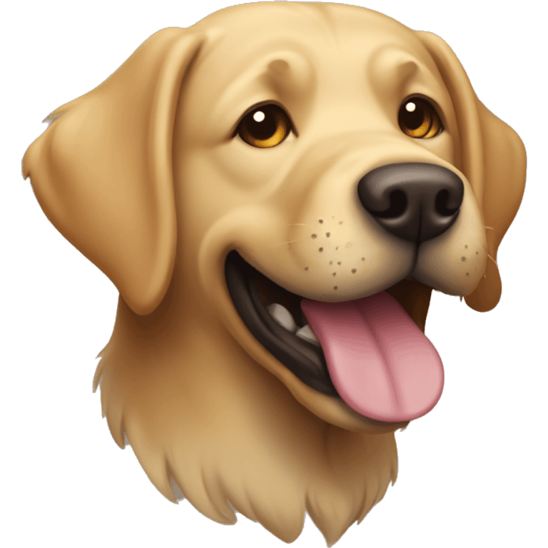 shaggy grinning Labrador-colored dog emoji