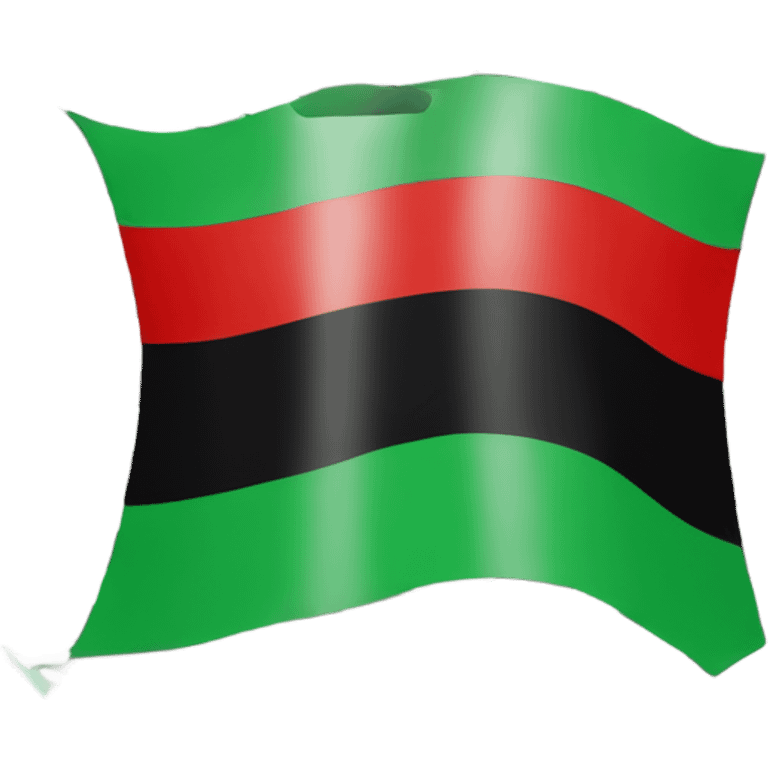 A flag with three horizontal stripes (green on top, white in the middle, and black at the bottom) with three red five-pointed stars centred in the white stripe.




 emoji