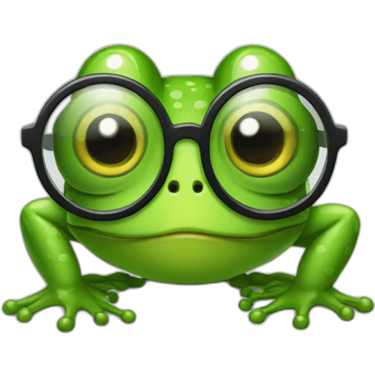 cute frog with glasses emoji