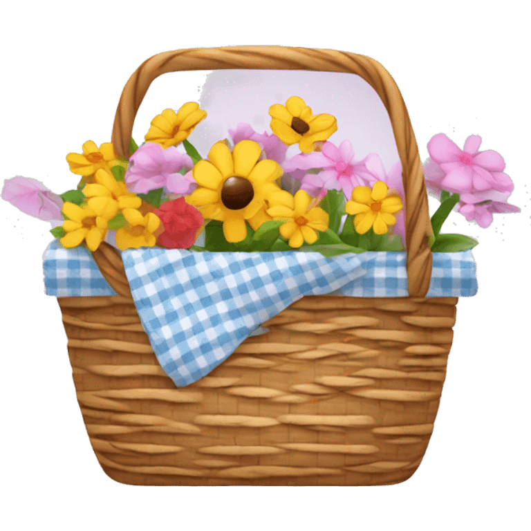 cute picnic basket with flowers emoji