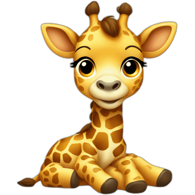 Cute baby giraffe lying down emoji