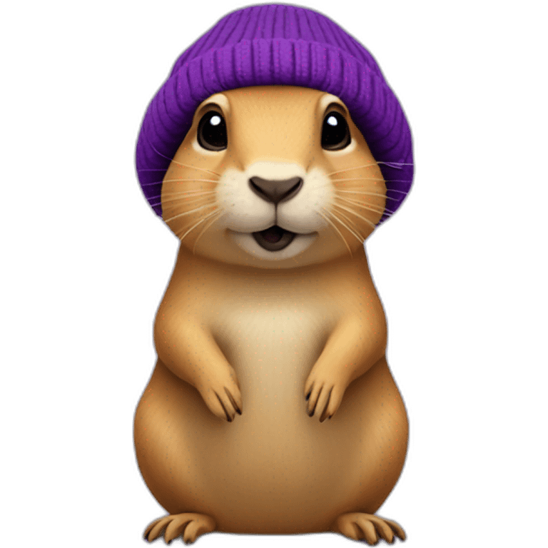 prairie dog with purple beanie just head with words GG emoji