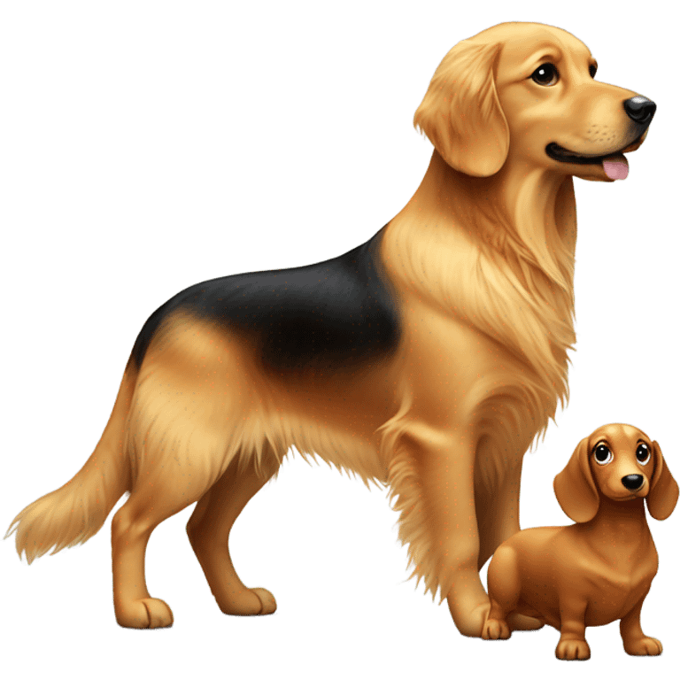 golden retriever and a miniature teckel emoji