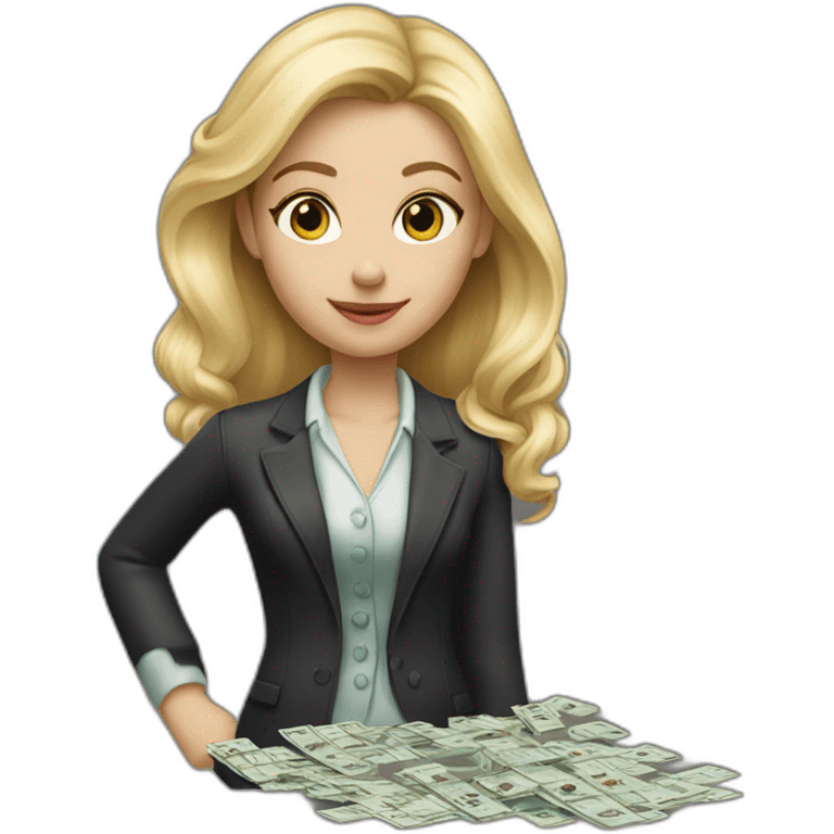 blond girl with monopoly game emoji