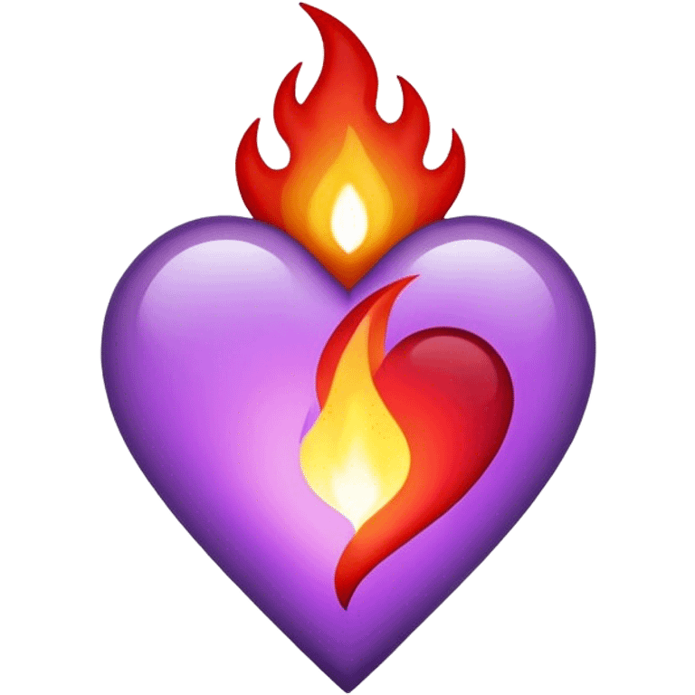 Light purple, red and black flame heart emoji