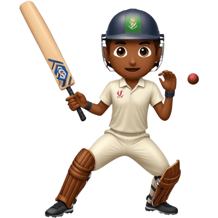 Cinematic Realistic Cricket Pop Culture Emoji, depicted with a dynamic, action‚Äêpacked scene capturing the spirit of India's beloved sport rendered with vibrant textures and energetic lighting. emoji