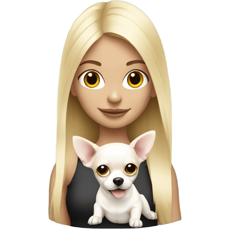 Blonde girl and white chihuahua emoji