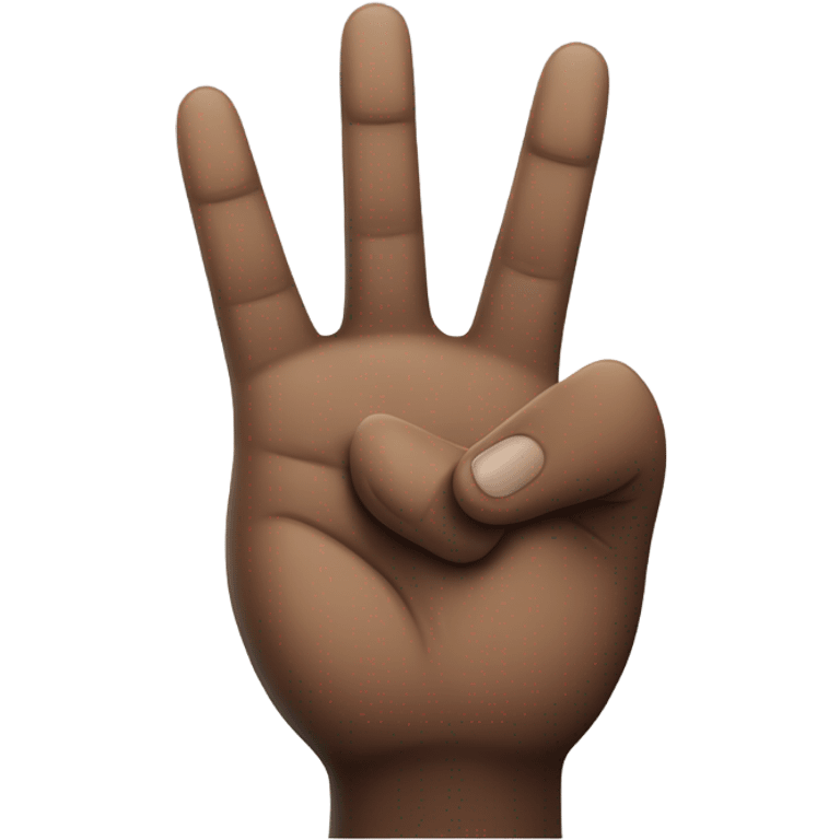 black hand with thumb finger index finger and middle finger up with the other two to the palm emoji