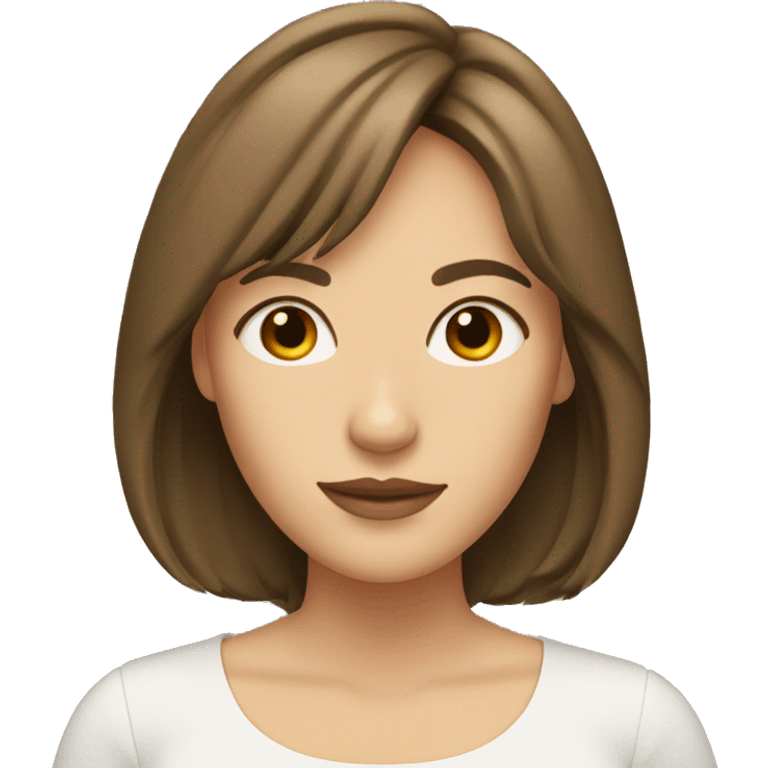 Woman with medium brown hair and curtain bangs emoji