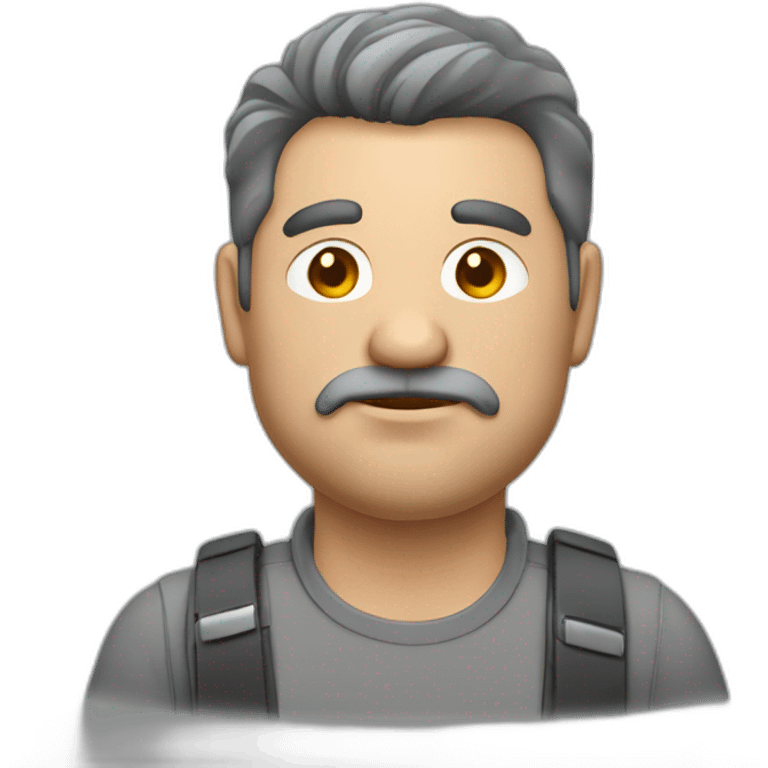 hombre gordito pelo gris con cámara emoji