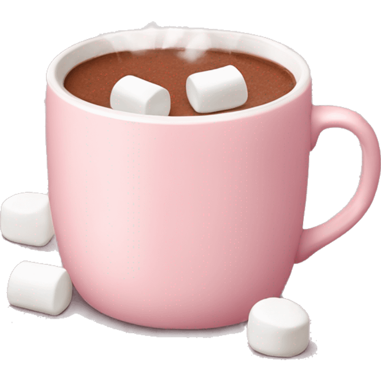 Light Pink mug of hot chocolate with marshmallows  emoji