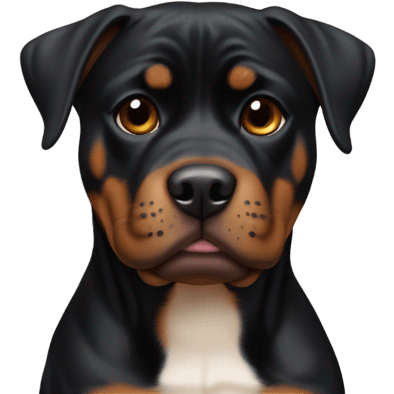 Black Rottweiler pitbull mix with small brown eyebrows emoji