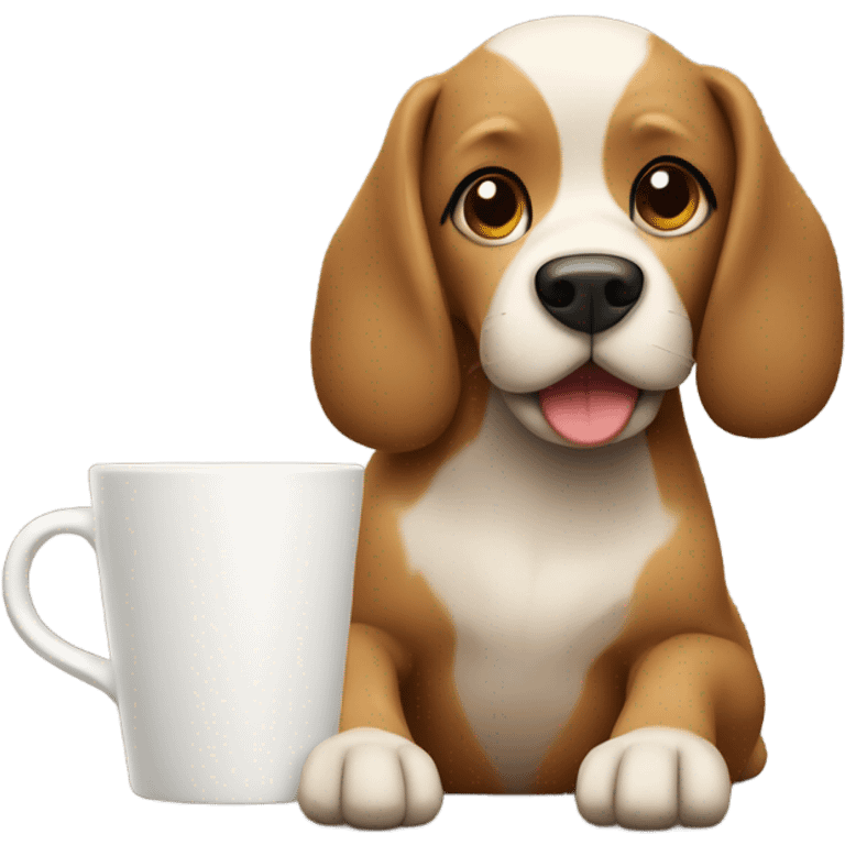 Dog with coffie emoji