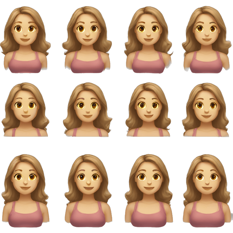 A girl with chest-length hair with light brown hair and the girl at emoji