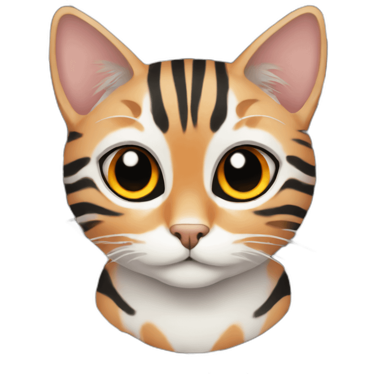 striped cat with orange black and white color emoji