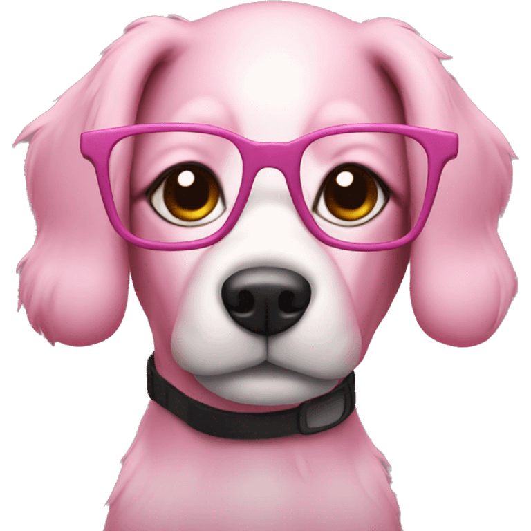 Create a pink dog with glasses emoji