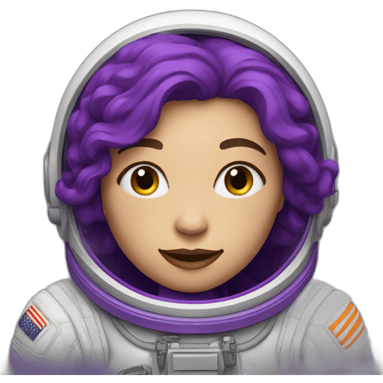 White woman astronaut with purple color emoji