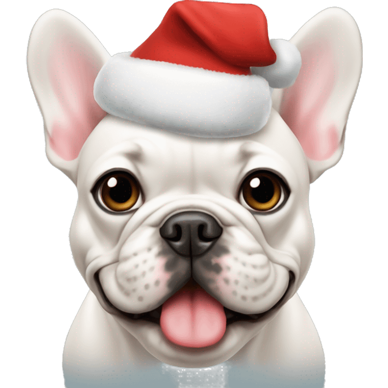 French bulldog with a Christmas hat  emoji