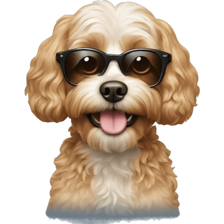 Cavapoo dog wearing sunglasses  emoji