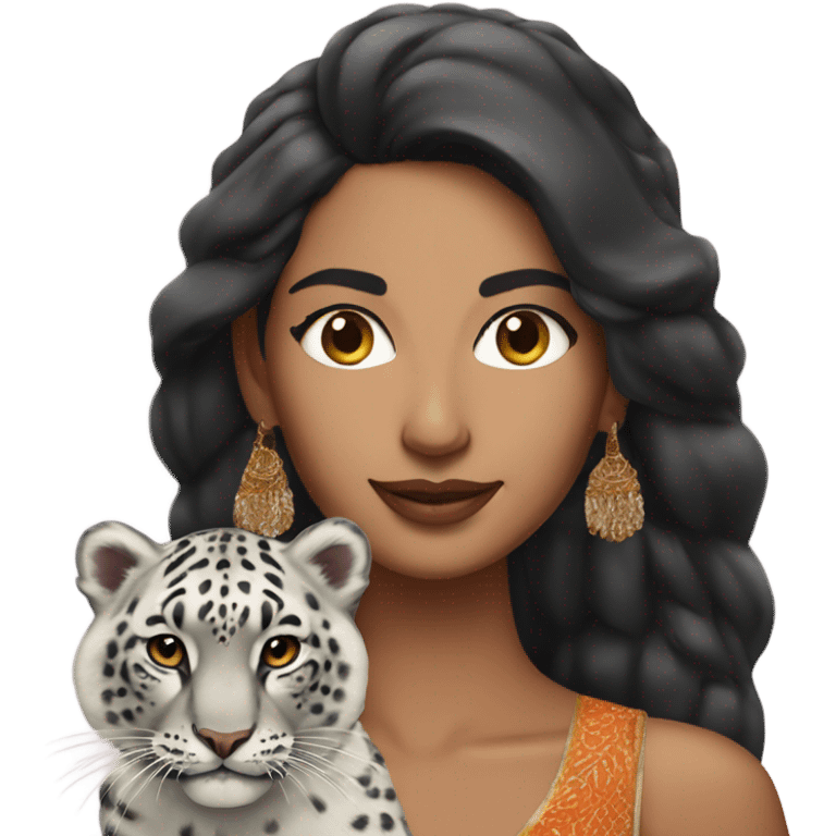 south Asian supermodel with tiger and snow leopard emoji