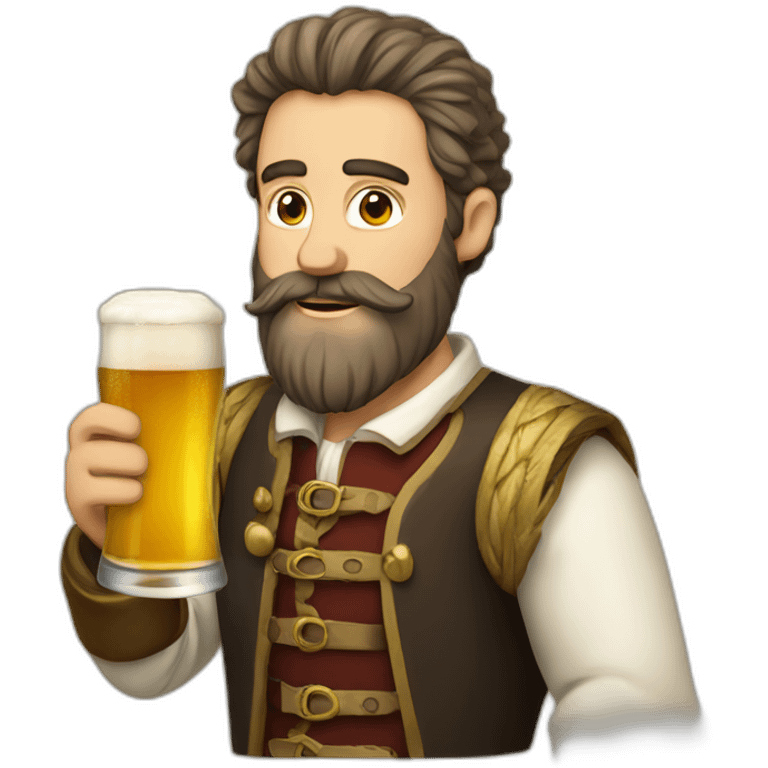 a bearded man in German clothing drinking beer emoji